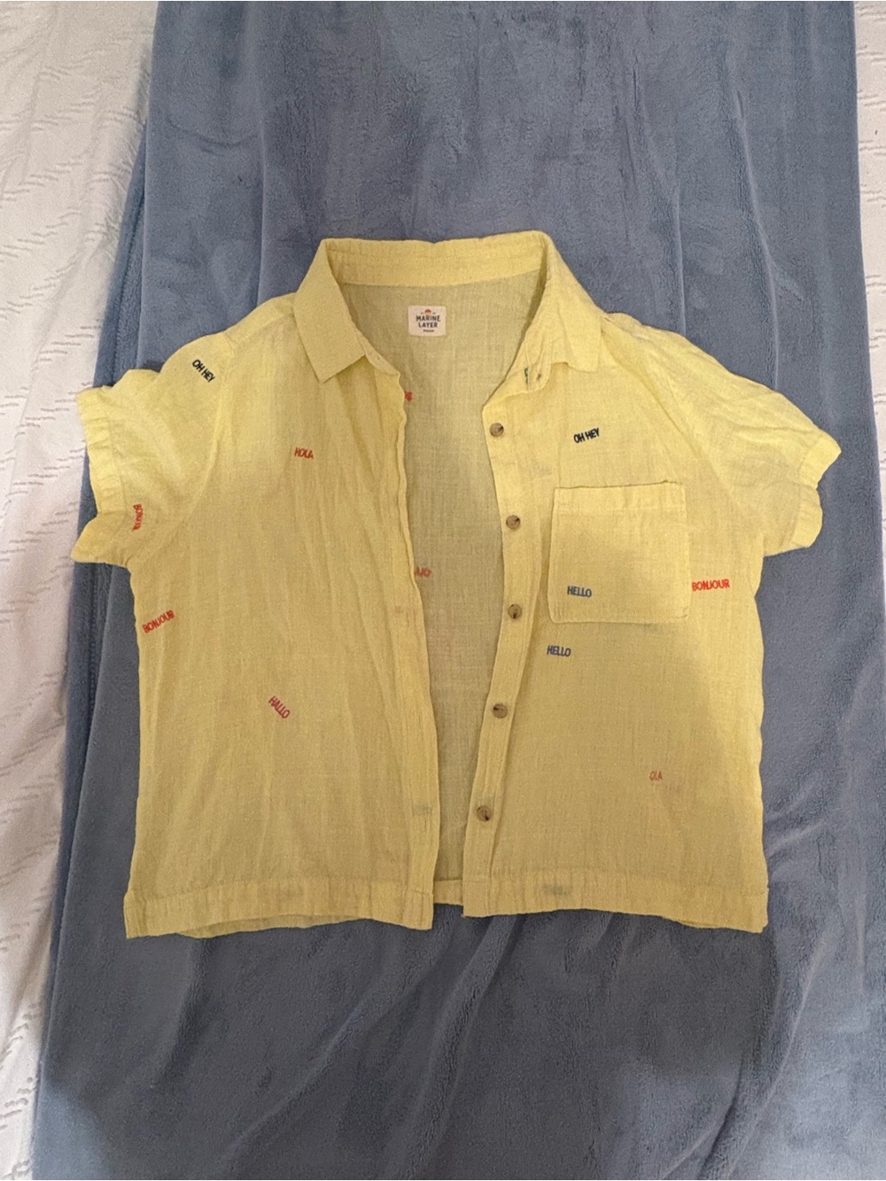Marine Layer Pale Yellow Short-Sleeve Button-Down Shirt